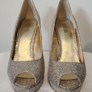 Michael Kors Erika Gold Peep-Toe Women's Heels